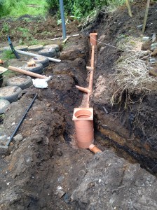 Getting deeper, note the inspection chamber at the direction change to help things flow and aid clearing when it doesn't.